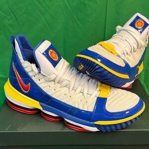 Superman Addition LBJs Colorful Athletic Sneakers with Blue and Yellow Accents